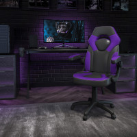 Flash Furniture CH-00095-PR-GG X10 Gaming Chair Racing Office Ergonomic Computer PC Adjustable Swivel Chair with Flip-up Arms, Purple/Black LeatherSoft